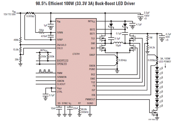 Linear LT3791������100W LED�(q��)��(d��ng)����