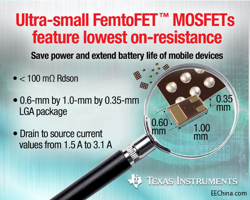 TI ��С�� FemtoFET MOSFET ֧����͌�ͨ���