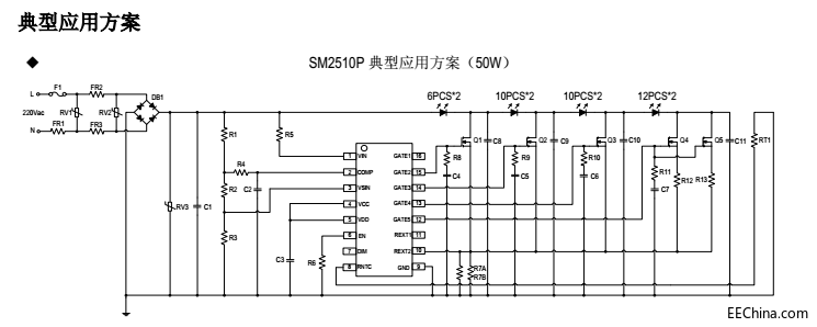 �㹦��LED��оƬSM2510P��PF��THDͶ���������QCL