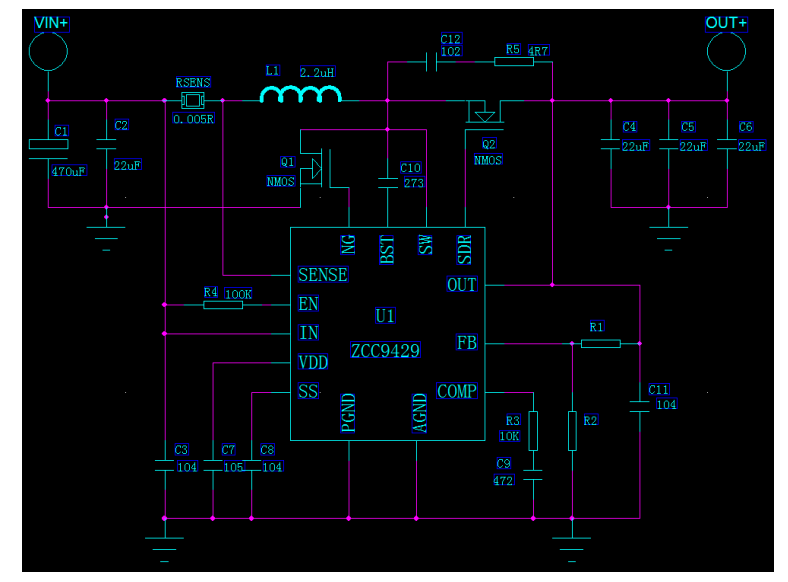 3.3V��12V�����1.5A ͬ������оƬZCC9429