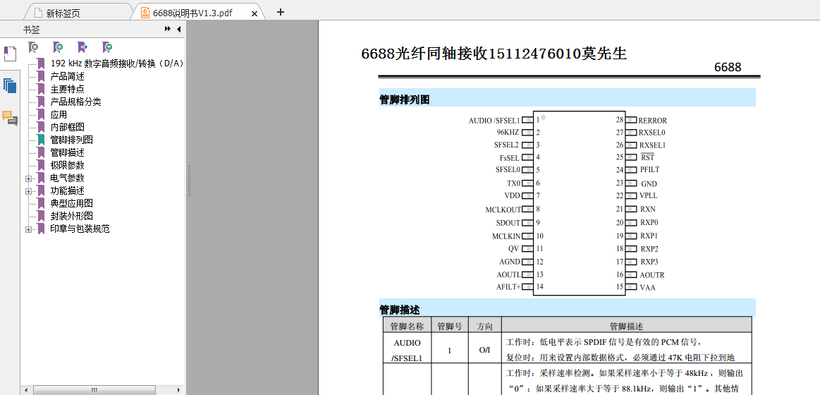 ��푹��wͬ�S6688оƬ192kHZ �������µ��Դ���