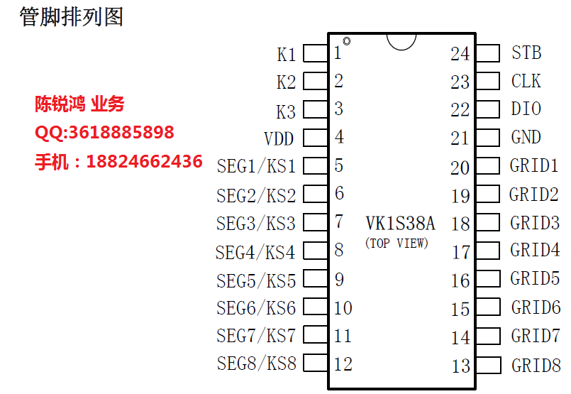 �����Ժ������ɔ_������VK1S38A:SSOP24�x���{���· 8�Ρ�8 λCMOS ��ˇ