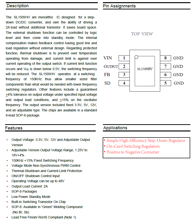 SL1509HV 48V 2A DC-DC �����㉺IC ���AP1509����