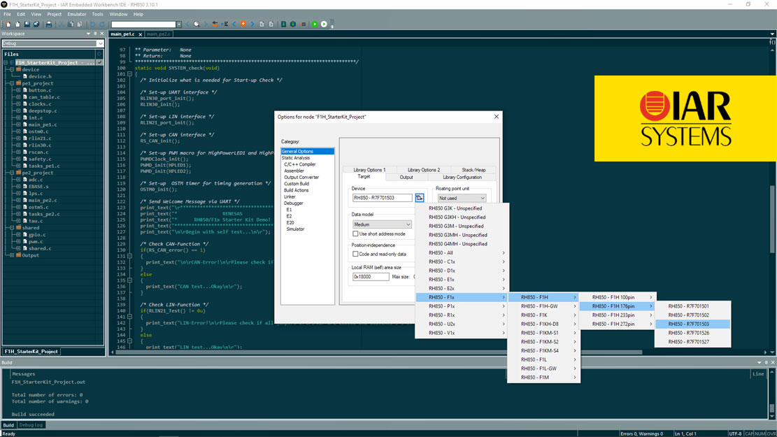 IAR Systems ȫ��֧�� Renesas RH850��������܇�ИI(y��)��(chu��ng)��