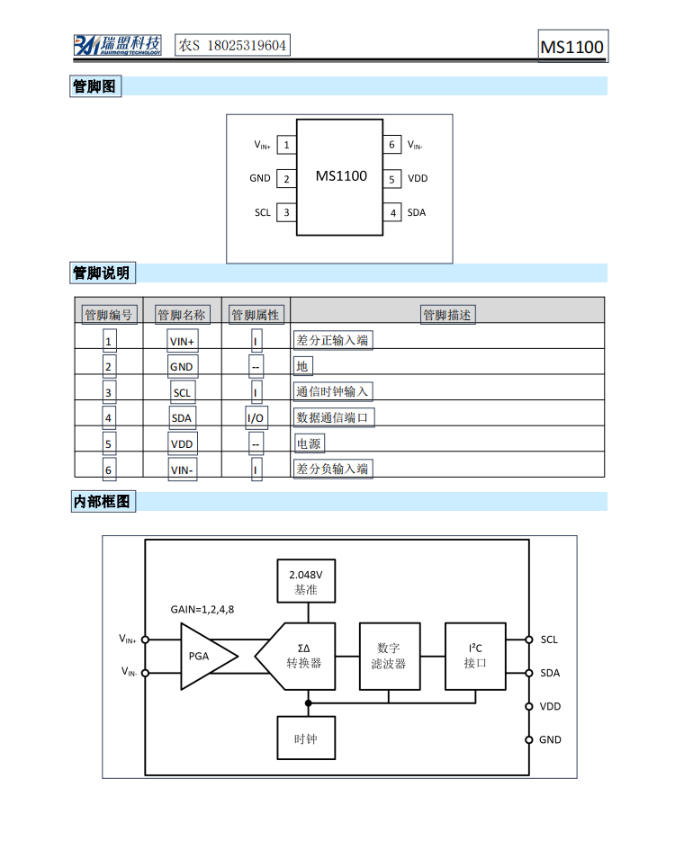 MS1100���û���ģ���D�Q�����������ADS1100