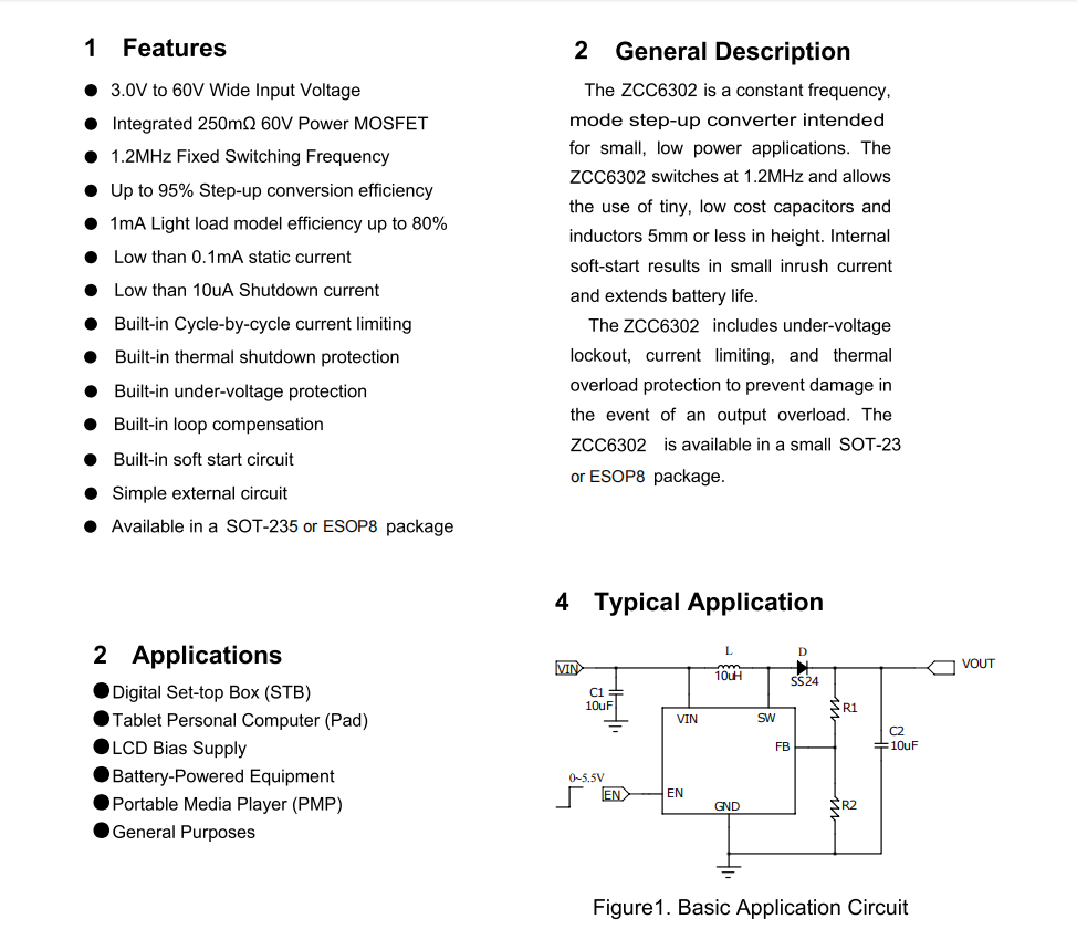 ZCC6302 ���͉�60V ����DCDC�㉺оƬ