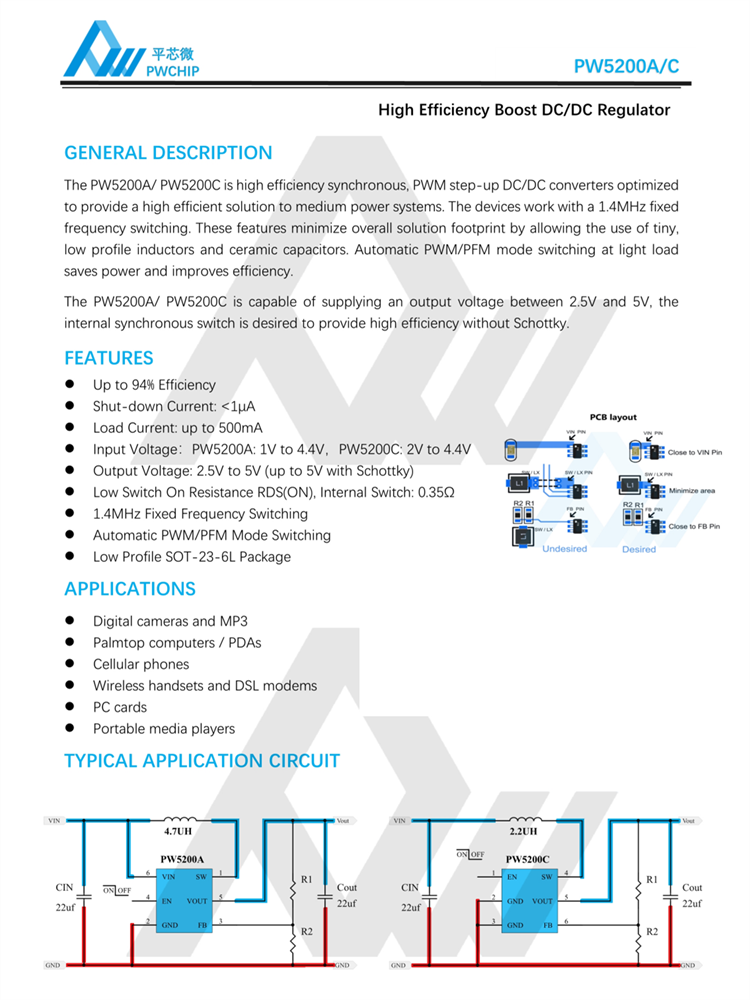 PW5200A 5200C SOT23-6L���b 4.4Vݔ���Чͬ������DC-DC�D�Q��IC