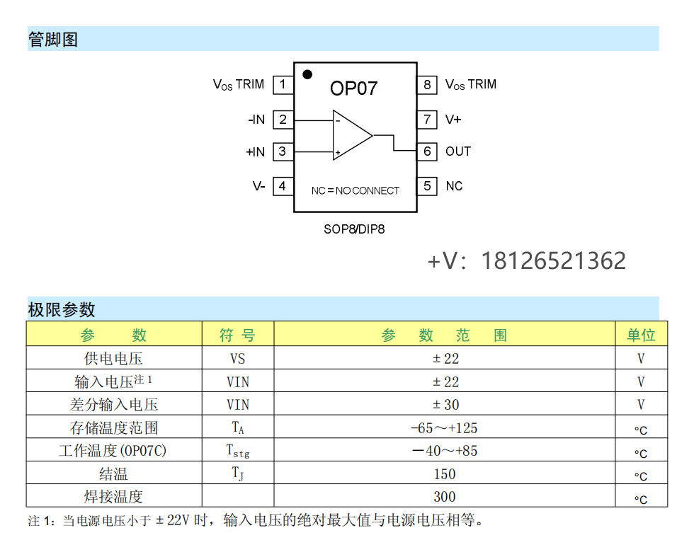 ����OP07�\��Ŵ�����Pin to Pin����OP07