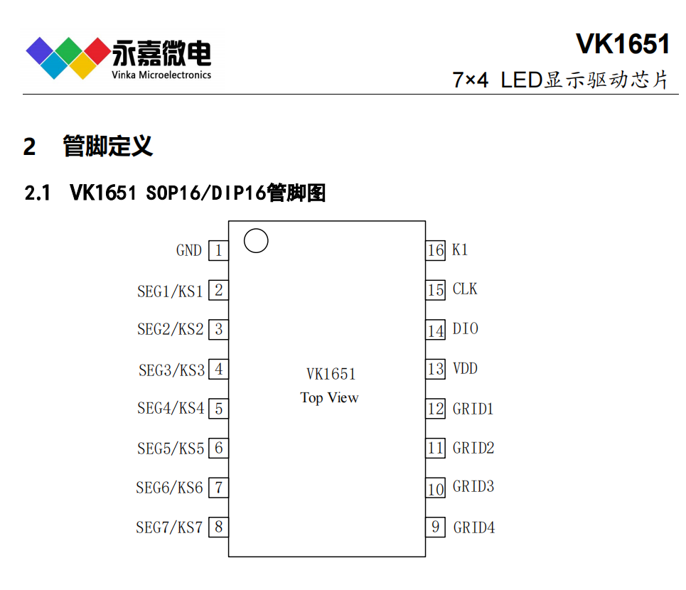 �߷������@��оƬ���a��LED�ӷ��ɔ_���a����IC-VK1651 SOP16/DIP16  FAE֧��