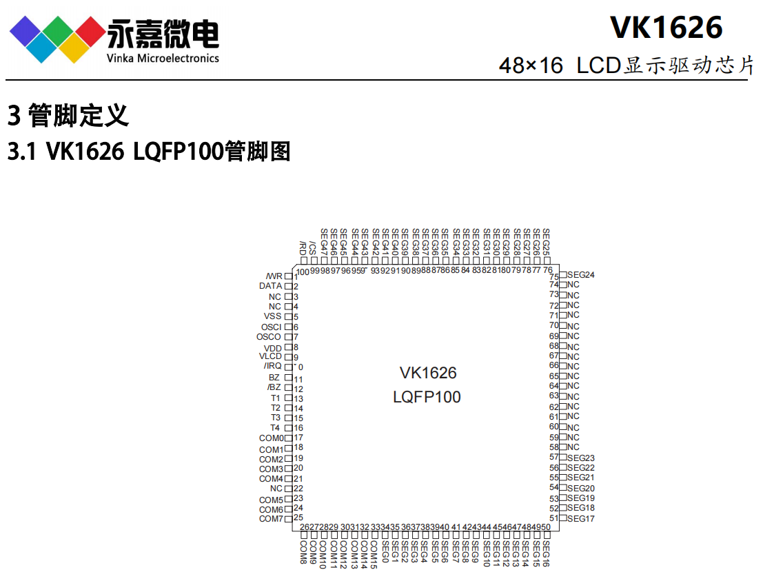 �c�ʽLCDҺ������IC�δa��оƬVK1626 LQFP100/QFP100/DICE/COG ԭ�SFAE֧��