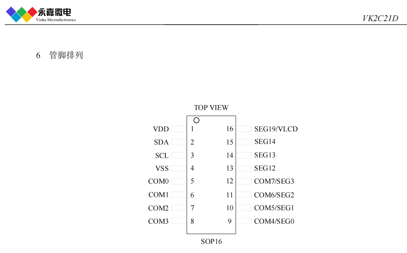 �߿��ɔ_���o�LCDҺ����IC��С���b�δa��оƬVK2C21D/DQ NSOP16/QFN16  I2Cͨ�Žӿ�