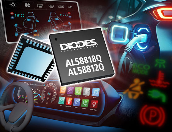Diodes ��˾�� I2C/SPI �ɾ��� 18/12 ͨ������ LED ����ͨ�^���ֻ�ɫ�����ӑB��܇��������
