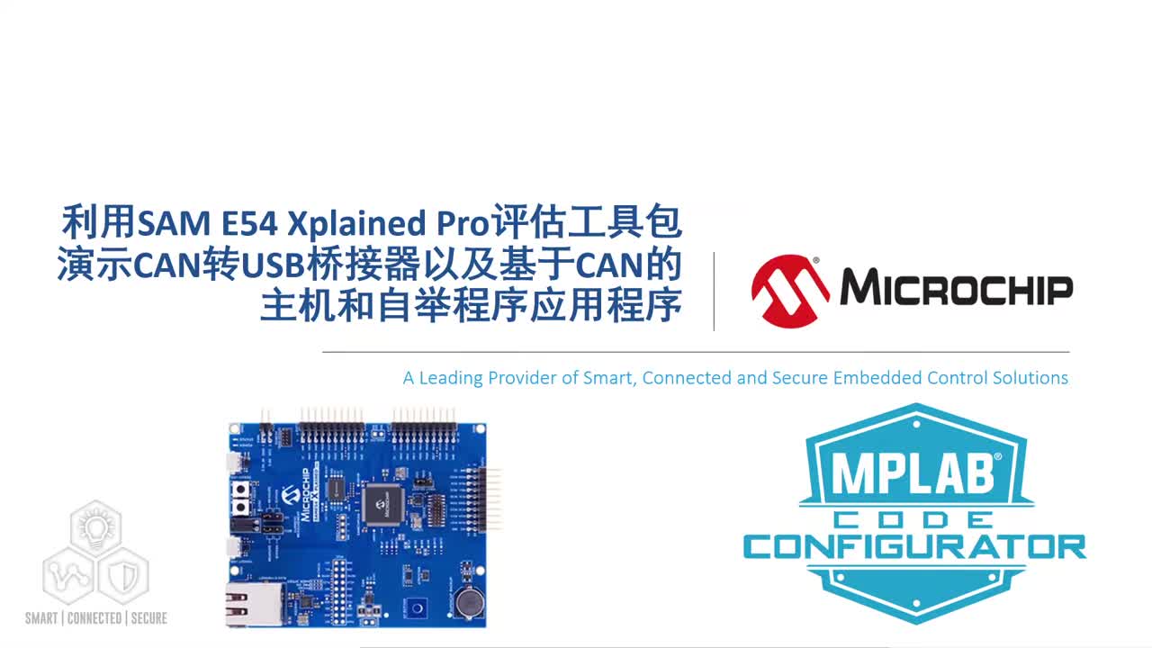 ����SAM E54 Xplained Pro�u�����߰���ʾCAN�DUSB������Լ�����CAN�����C�����e�����ó���ҕ�l